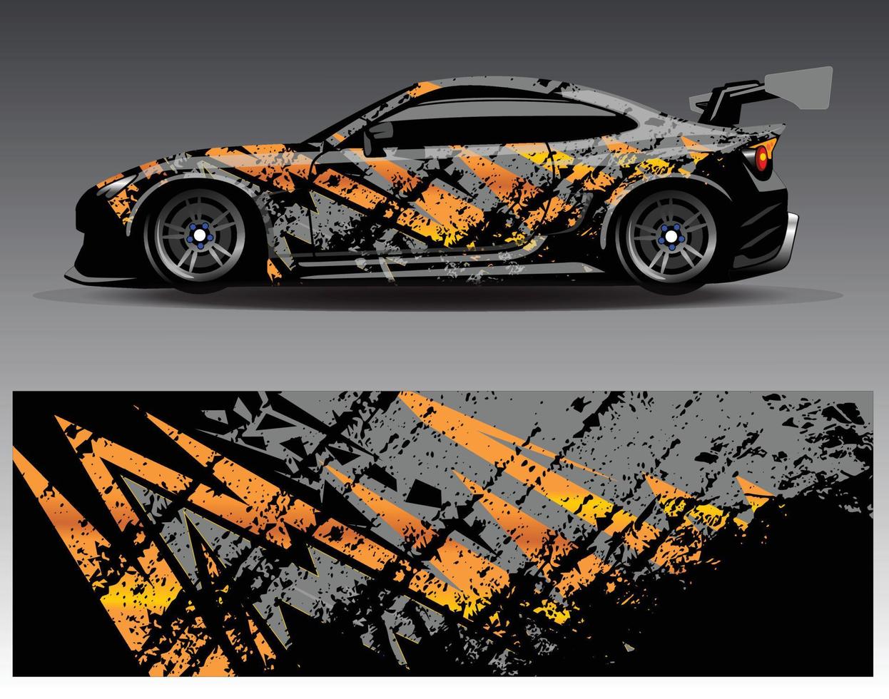 vector de diseño de envoltura de coche. Diseños de kits de fondo de carreras de franjas abstractas gráficas para envolver vehículos carrera de autos rally aventura y librea