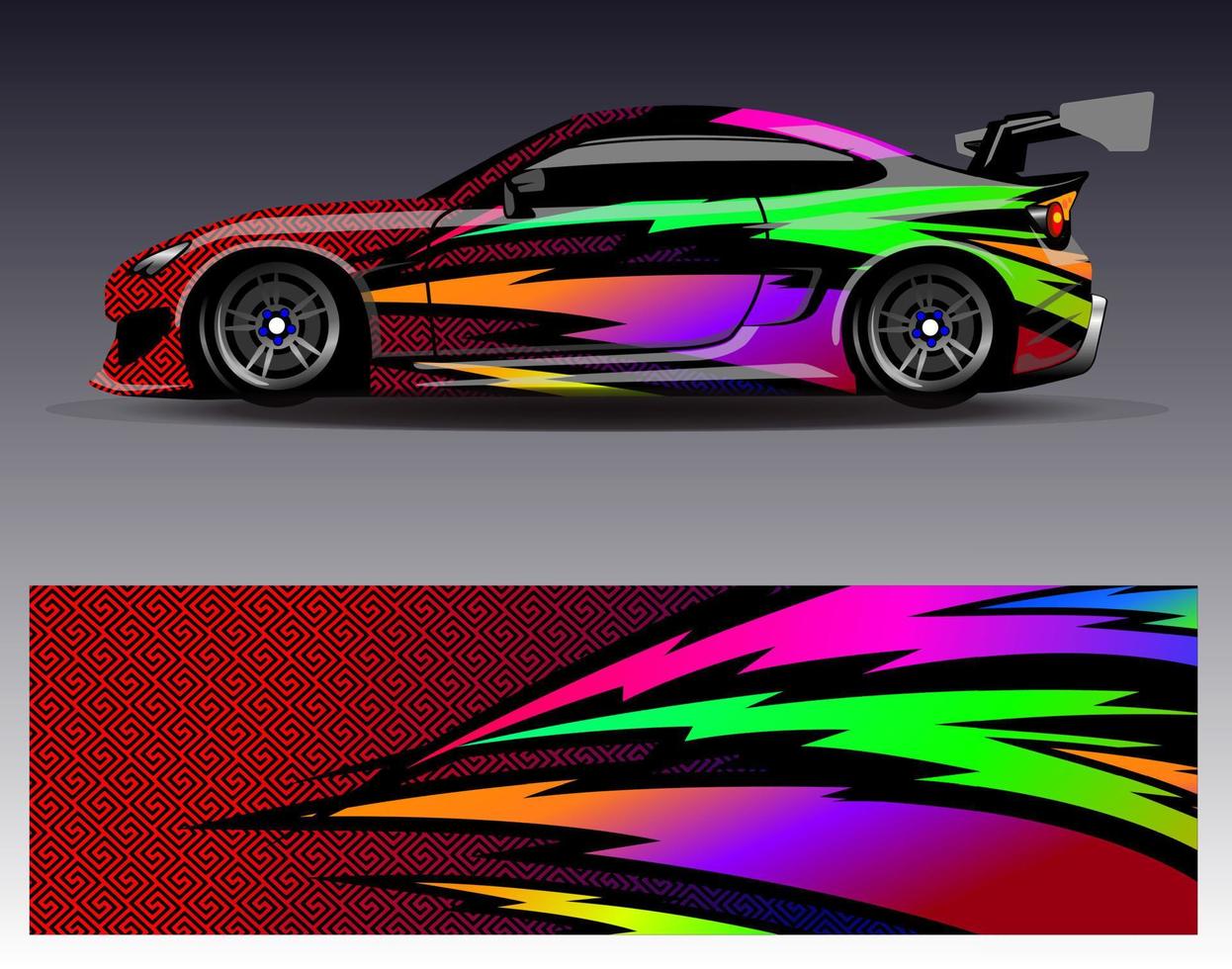 Car wrap design vector. Graphic abstract stripe racing background kit designs for wrap vehicle  race car  rally  adventure and livery vector