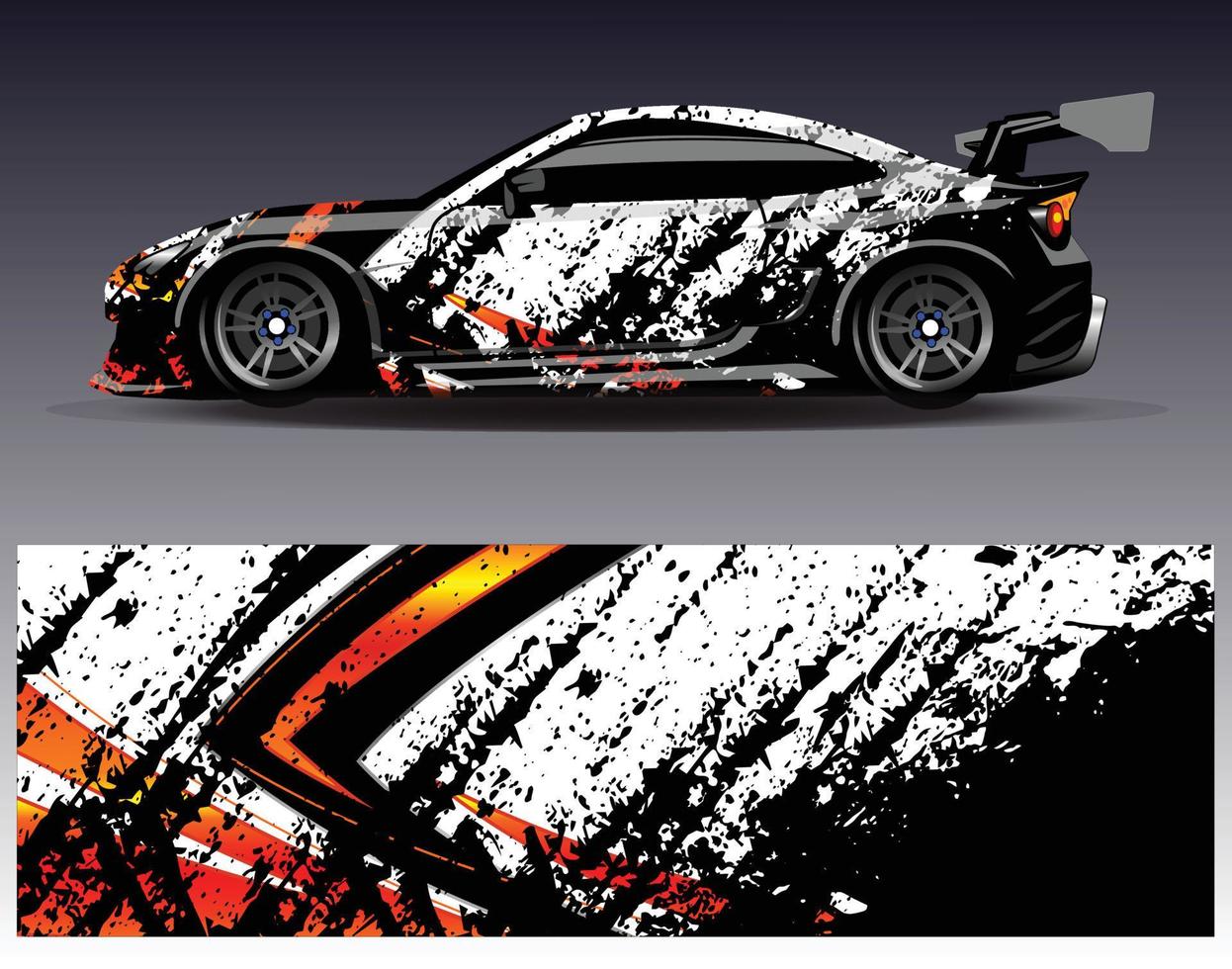 Car wrap design vector. Graphic abstract stripe racing background kit designs for wrap vehicle  race car  rally  adventure and livery vector