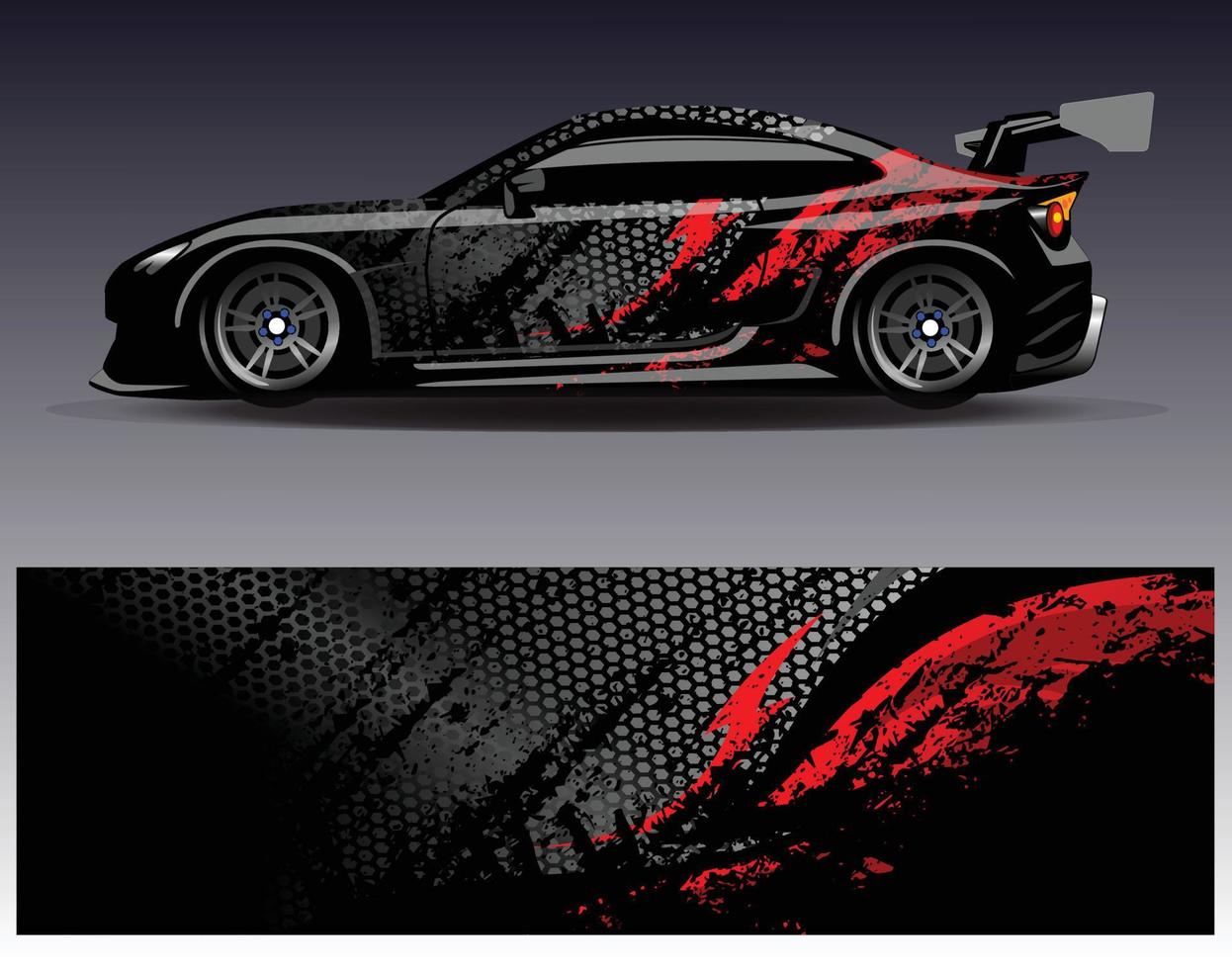 Car wrap design vector. Graphic abstract stripe racing background kit designs for wrap vehicle  race car  rally  adventure and livery vector