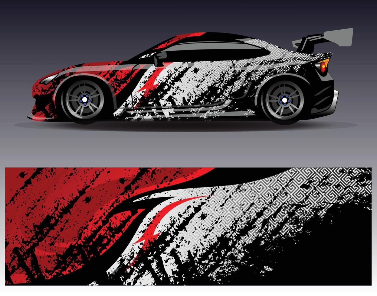 Car wrap design vector. Graphic abstract stripe racing background kit designs for wrap vehicle  race car  rally  adventure and livery vector