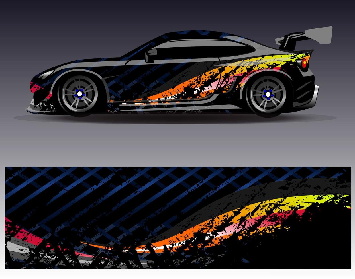 Car wrap design vector. Graphic abstract stripe racing background kit designs for wrap vehicle  race car  rally  adventure and livery vector