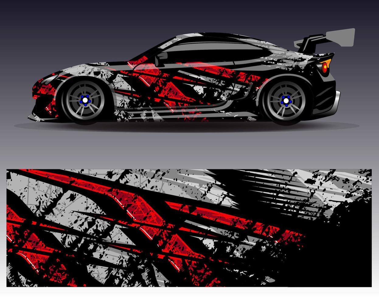 Car wrap design vector. Graphic abstract stripe racing background kit designs for wrap vehicle  race car  rally  adventure and livery vector