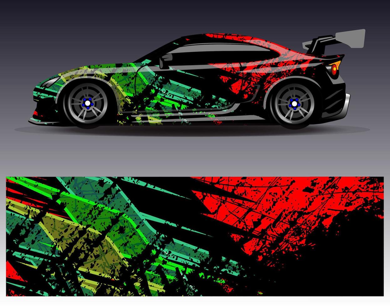 Car wrap design vector. Graphic abstract stripe racing background kit designs for wrap vehicle  race car  rally  adventure and livery vector
