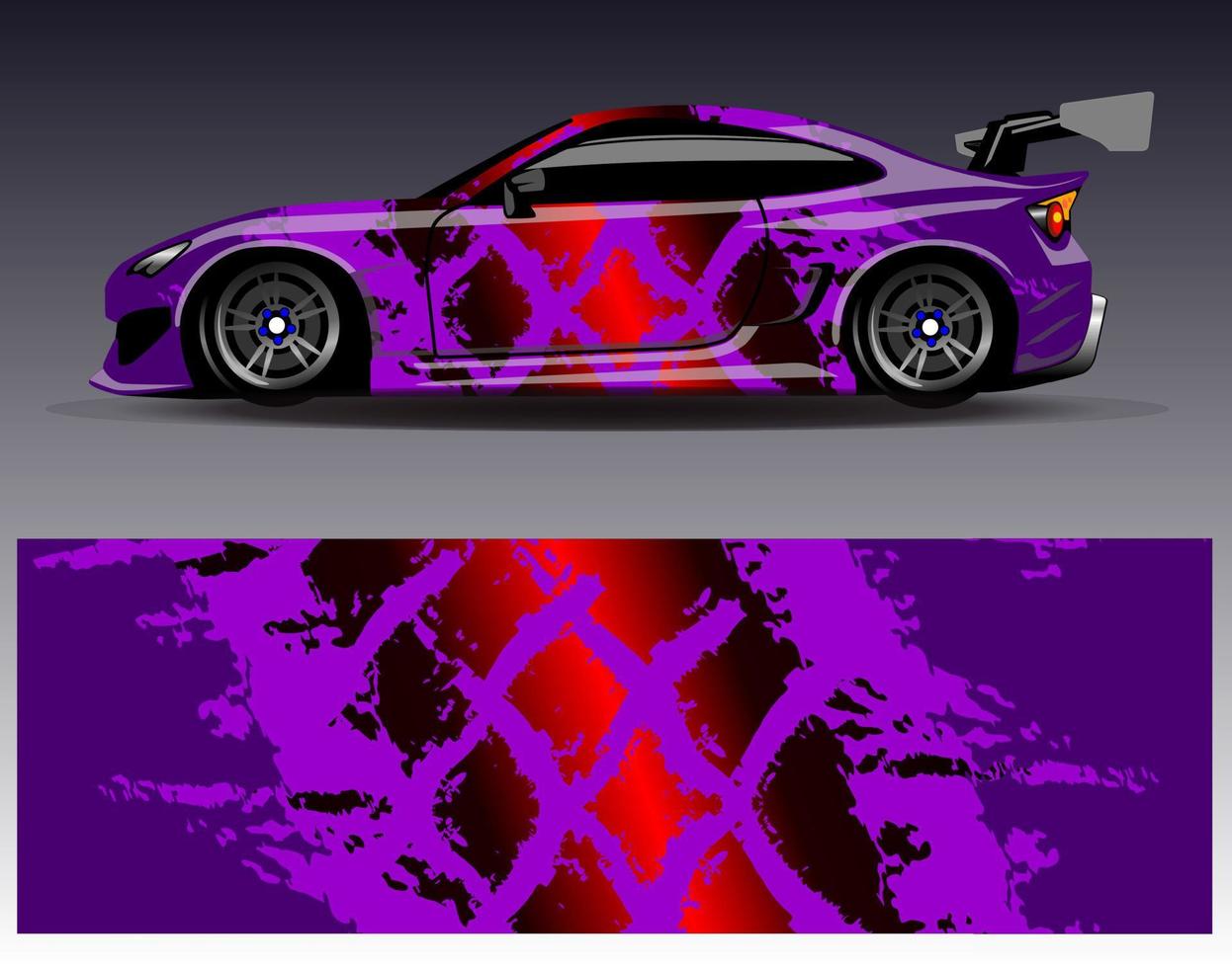 vector de diseño de envoltura de coche. Diseños de kits de fondo de carreras de franjas abstractas gráficas para envolver vehículos carrera de autos rally aventura y librea