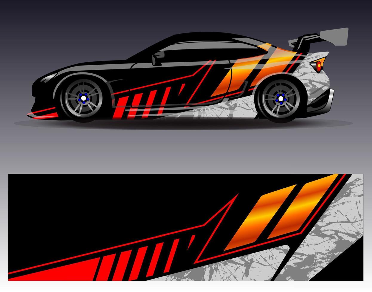 vector de diseño de envoltura de coche. Diseños de kits de fondo de carreras de franjas abstractas gráficas para envolver vehículos carrera de autos rally aventura y librea