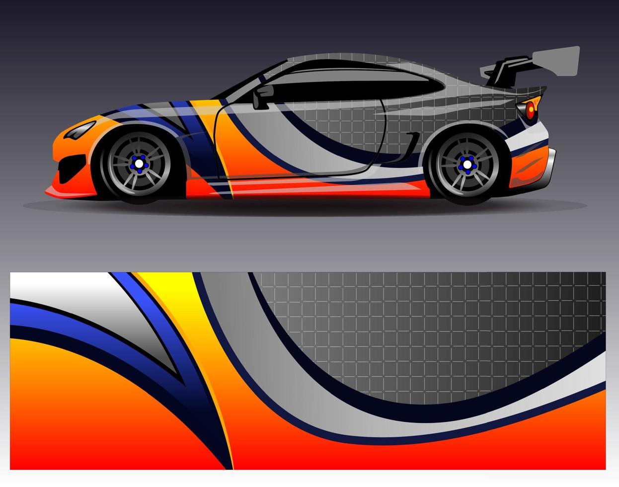 Car wrap design vector. Graphic abstract stripe racing background kit designs for wrap vehicle  race car  rally  adventure and livery vector
