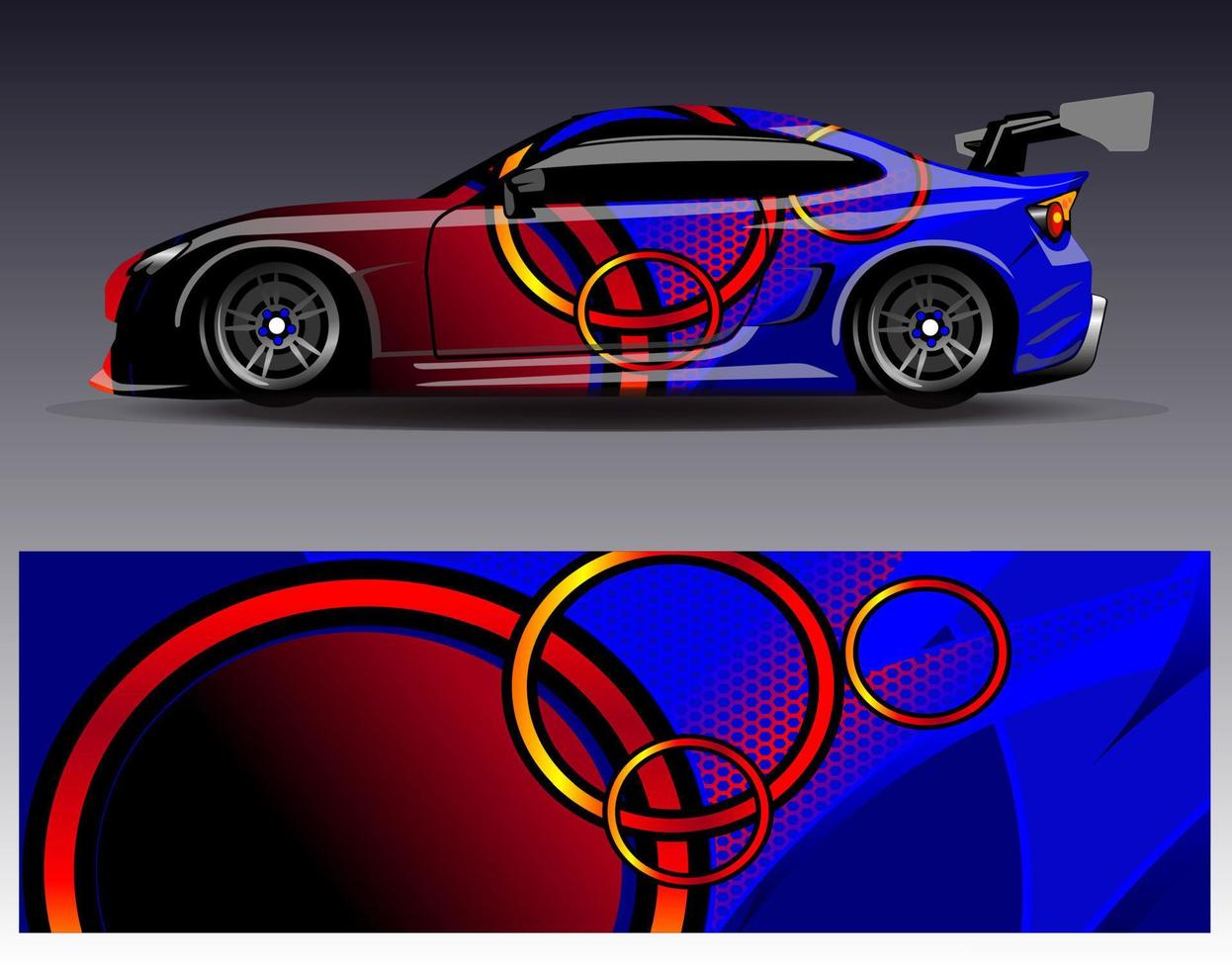 vector de diseño de envoltura de coche. Diseños de kits de fondo de carreras de franjas abstractas gráficas para envolver vehículos carrera de autos rally aventura y librea