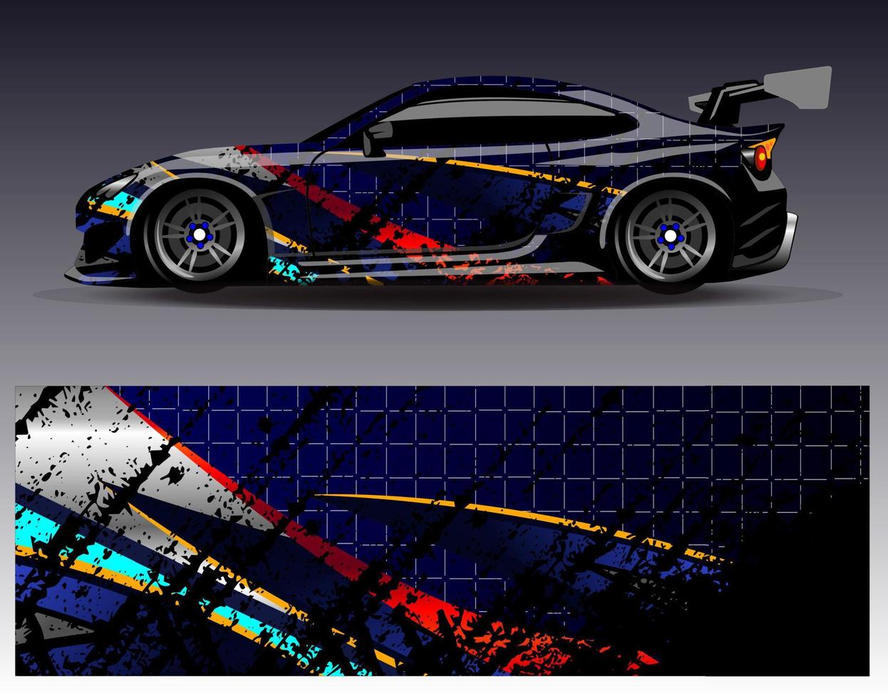 Car wrap design vector. Graphic abstract stripe racing background kit designs for wrap vehicle  race car  rally  adventure and livery vector