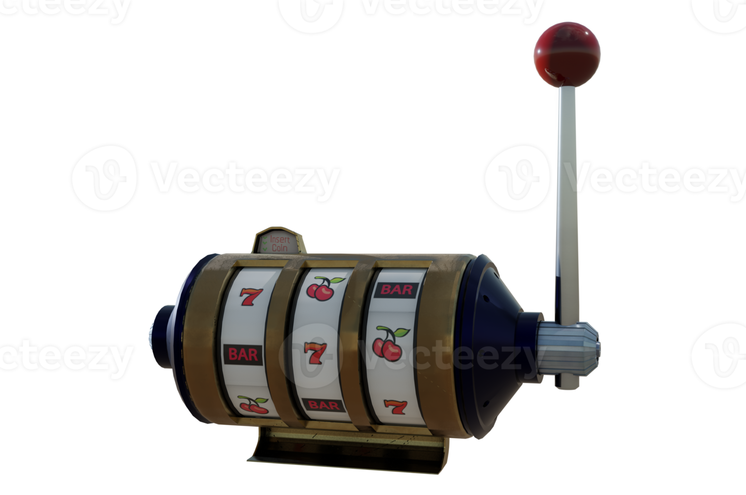3d illustration.  Slot machine and one arm bandit with money png