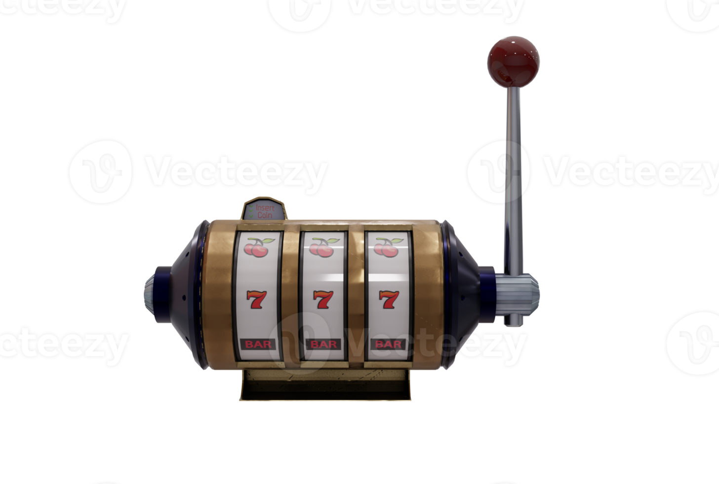 3d illustration.  Slot machine and one arm bandit png