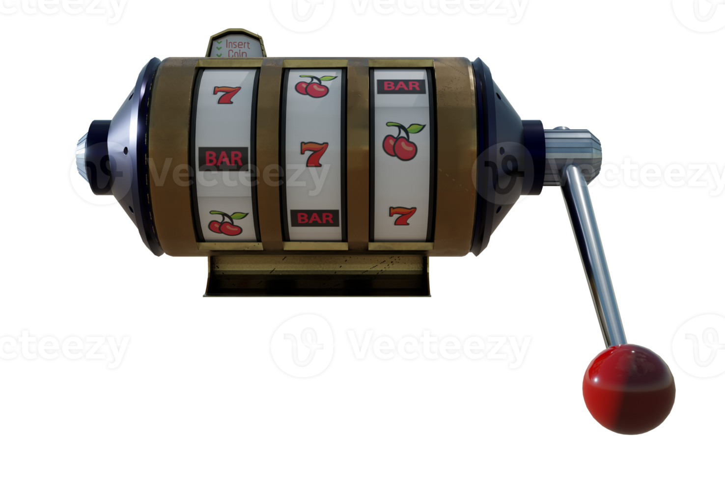 3d illustration.  Slot machine and one arm bandit png
