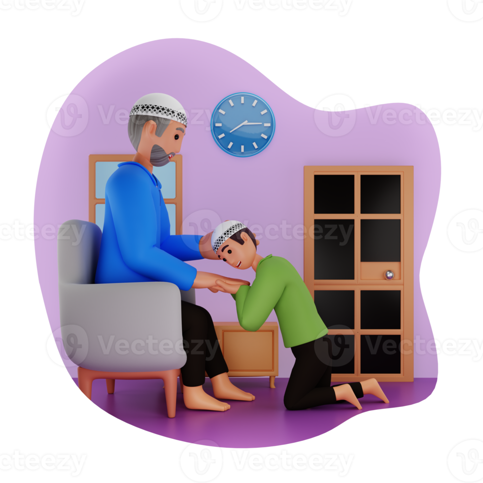 Forgiveness On Eid Mubarak, 3D Character Illustration png