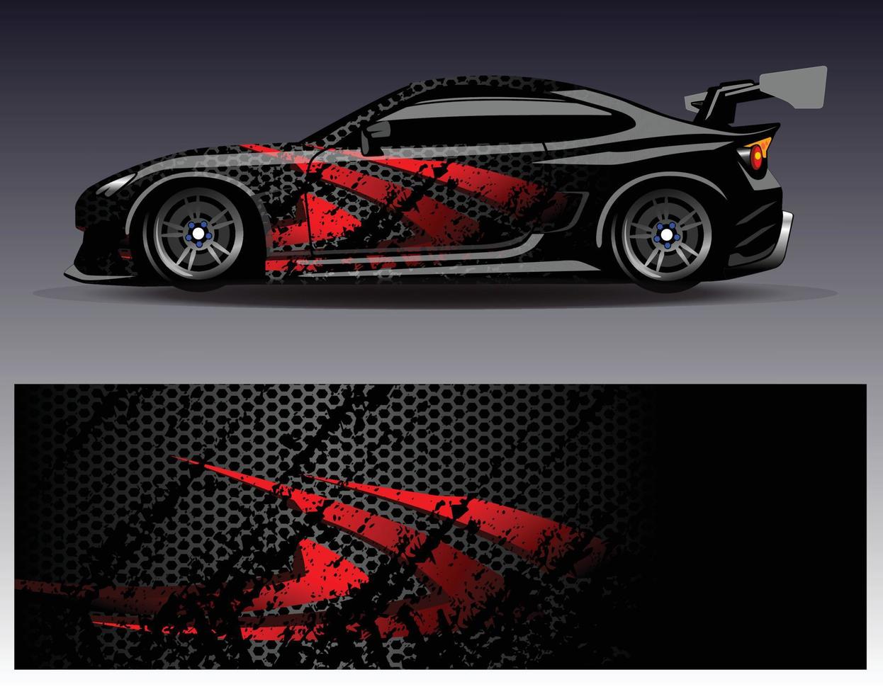 Car wrap design vector. Graphic abstract stripe racing background kit designs for wrap vehicle  race car  rally  adventure and livery vector