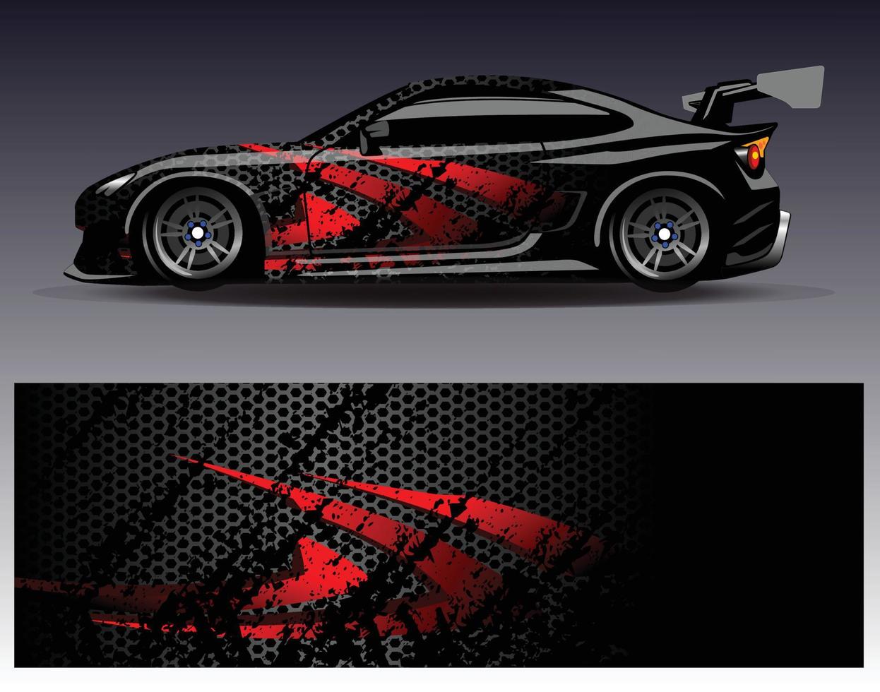 Car wrap design vector. Graphic abstract stripe racing background kit designs for wrap vehicle  race car  rally  adventure and livery vector