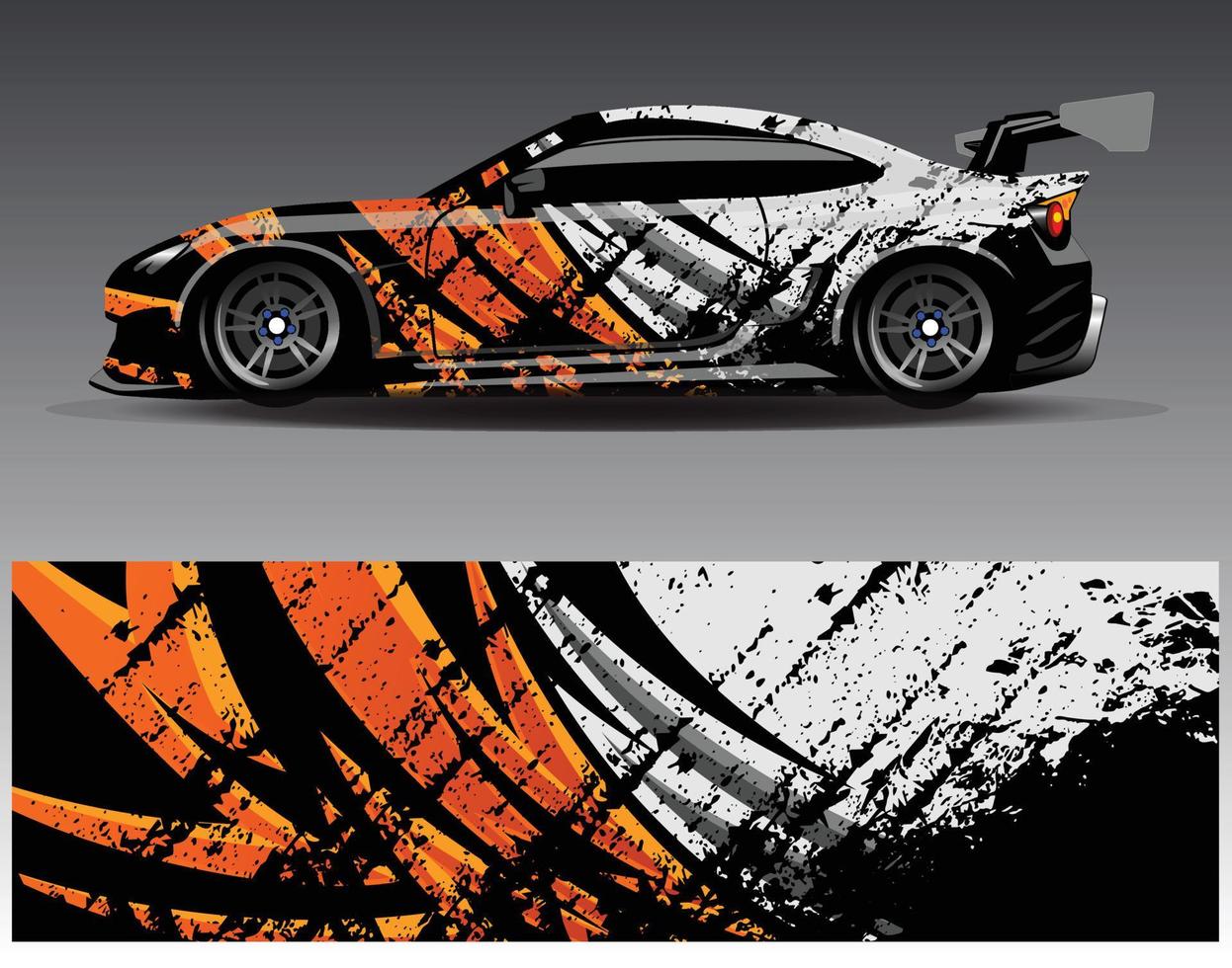 vector de diseño de envoltura de coche. Diseños de kits de fondo de carreras de franjas abstractas gráficas para envolver vehículos carrera de autos rally aventura y librea