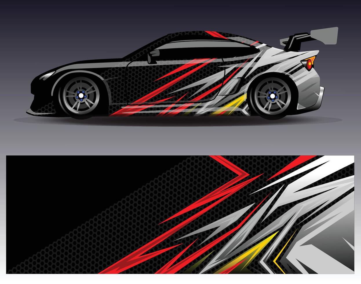 Car wrap design vector. Graphic abstract stripe racing background kit designs for wrap vehicle  race car  rally  adventure and livery vector