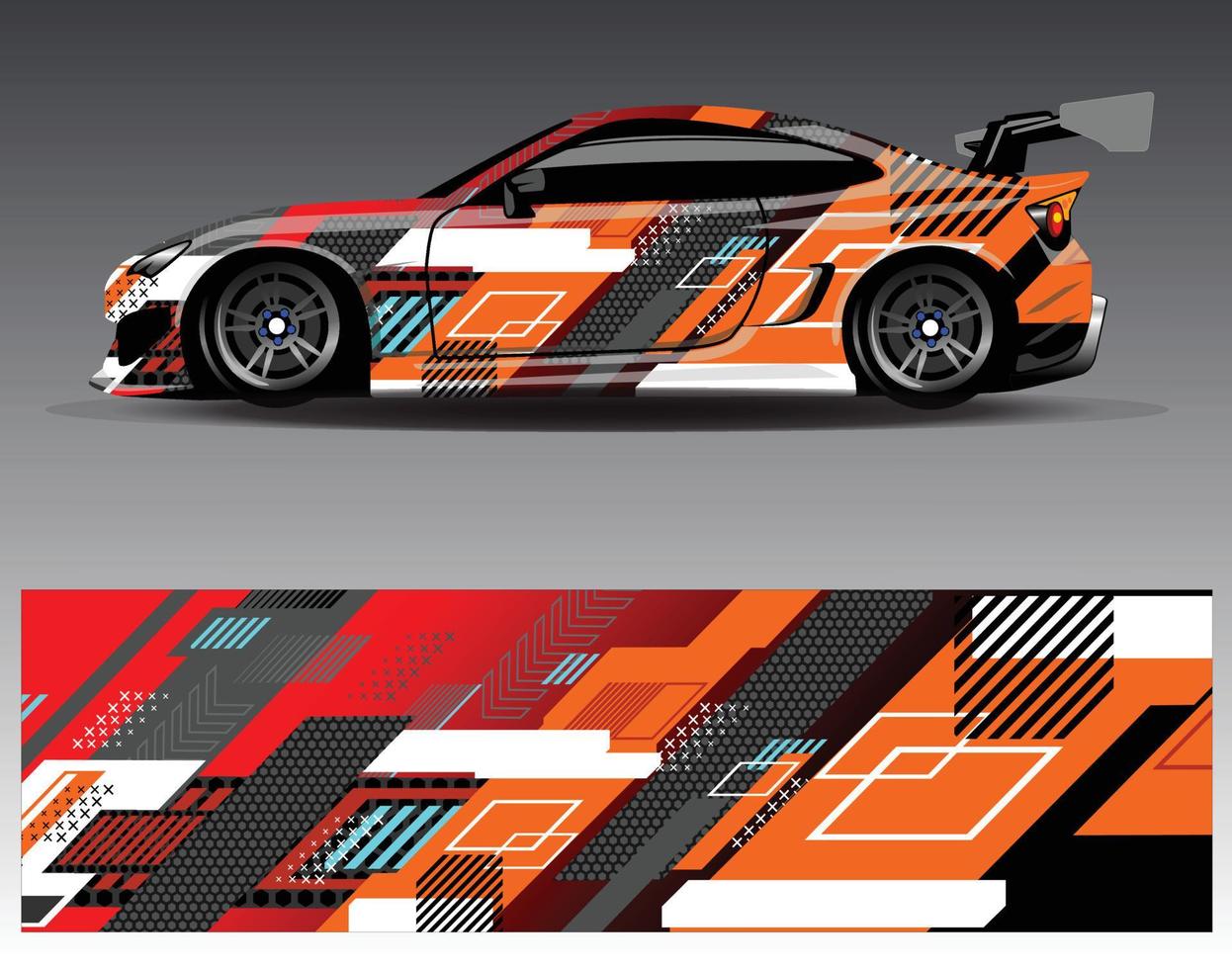 vector de diseño de envoltura de coche. Diseños de kits de fondo de carreras de franjas abstractas gráficas para envolver vehículos carrera de autos rally aventura y librea