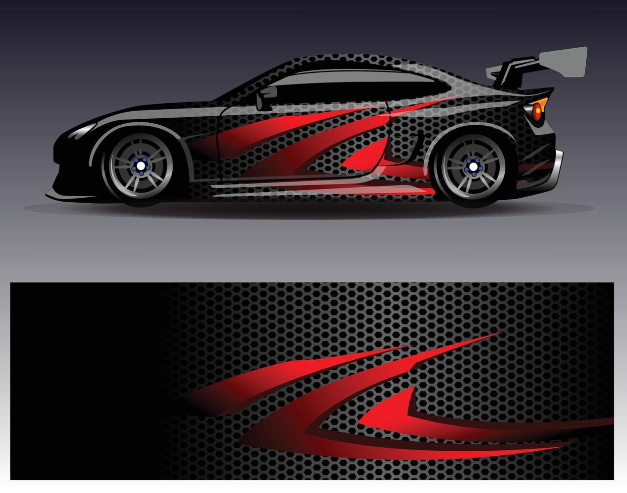 Car wrap design vector. Graphic abstract stripe racing background kit designs for wrap vehicle  race car  rally  adventure and livery vector