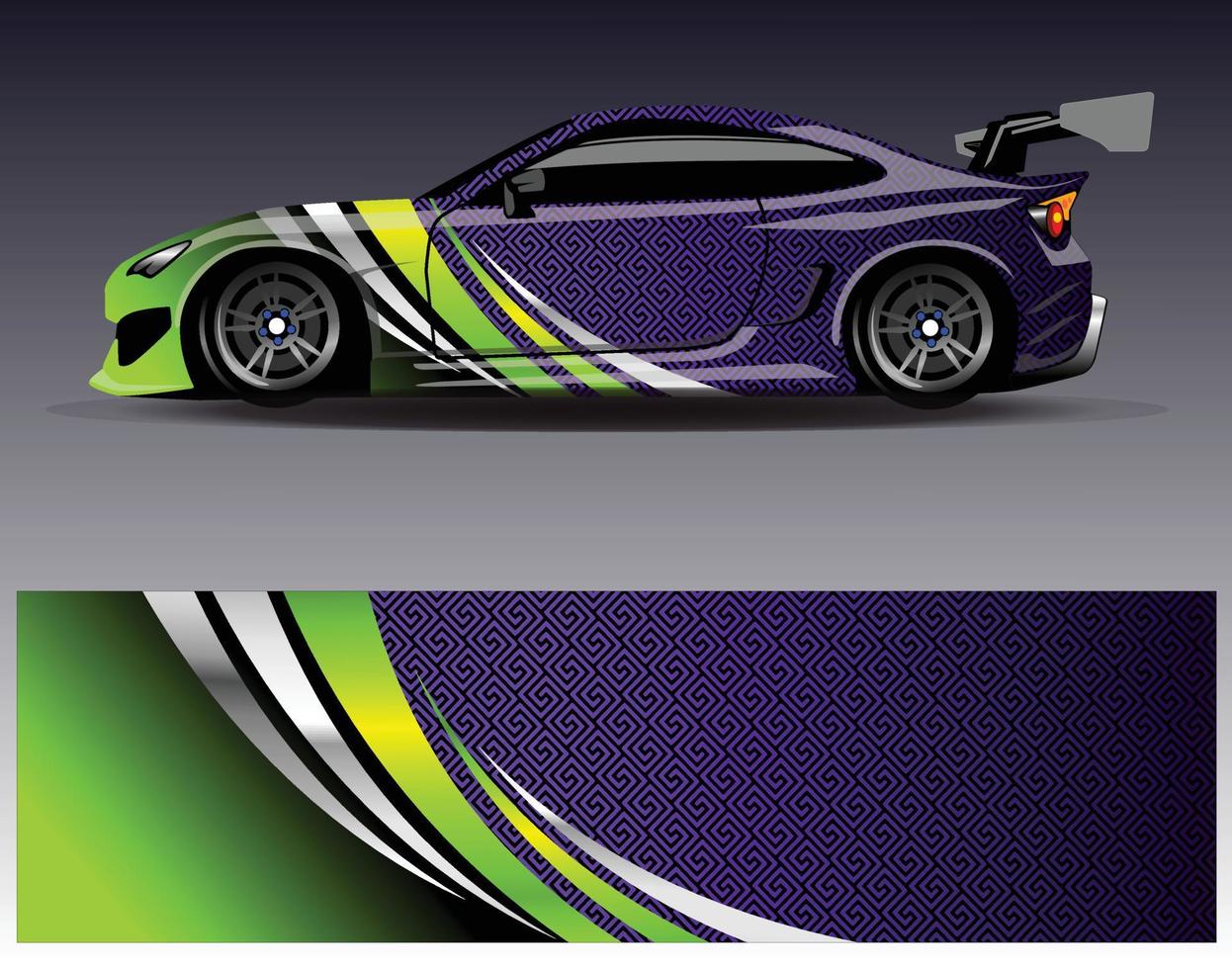 Car wrap design vector. Graphic abstract stripe racing background kit designs for wrap vehicle  race car  rally  adventure and livery vector