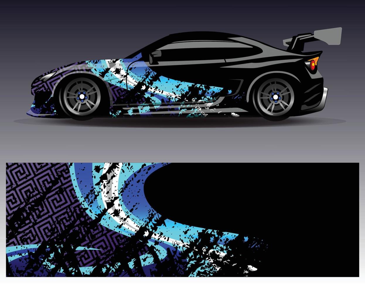 vector de diseño de envoltura de coche. Diseños de kits de fondo de carreras de franjas abstractas gráficas para envolver vehículos carrera de autos rally aventura y librea