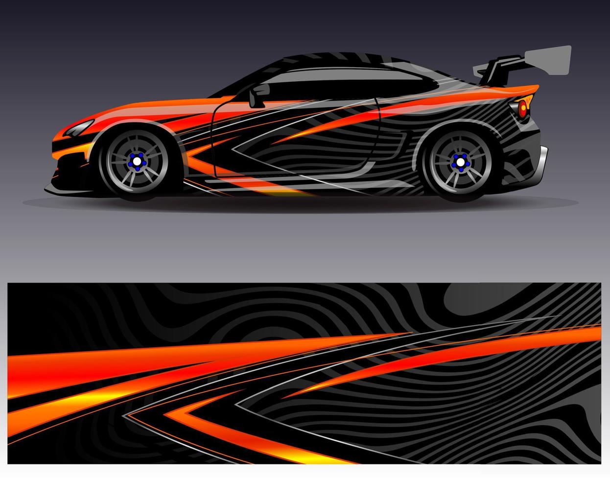 Car wrap design vector. Graphic abstract stripe racing background kit designs for wrap vehicle  race car  rally  adventure and livery vector