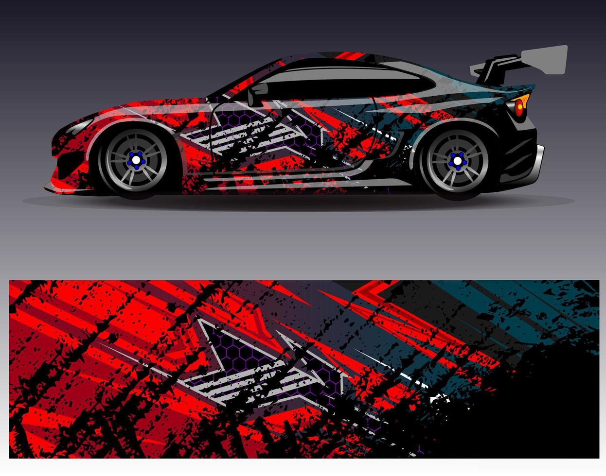 vector de diseño de envoltura de coche. Diseños de kits de fondo de carreras de franjas abstractas gráficas para envolver vehículos carrera de autos rally aventura y librea