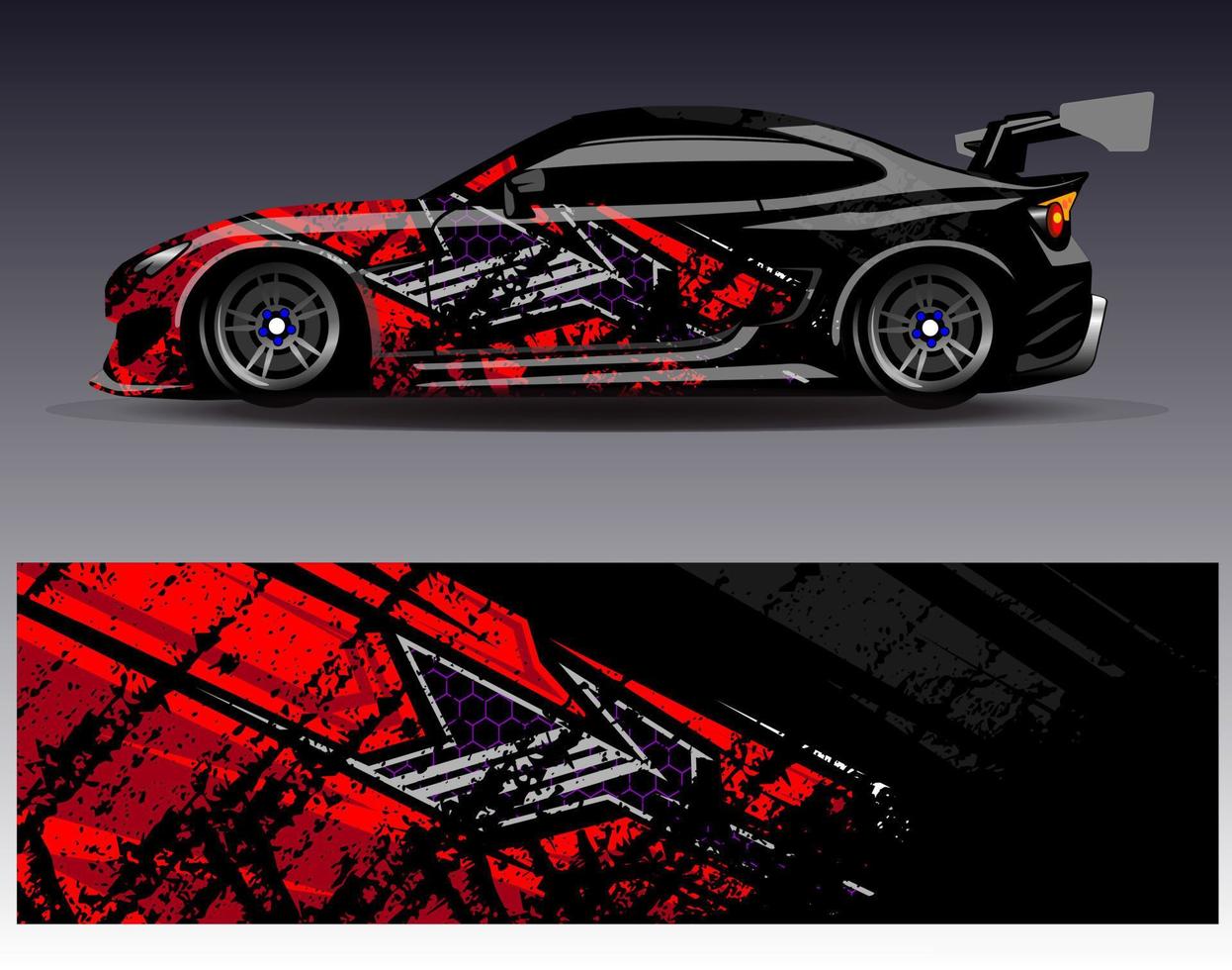 vector de diseño de envoltura de coche. Diseños de kits de fondo de carreras de franjas abstractas gráficas para envolver vehículos carrera de autos rally aventura y librea