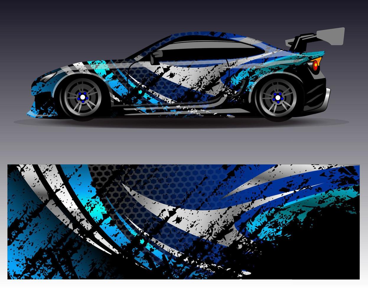 vector de diseño de envoltura de coche. Diseños de kits de fondo de carreras de franjas abstractas gráficas para envolver vehículos carrera de autos rally aventura y librea