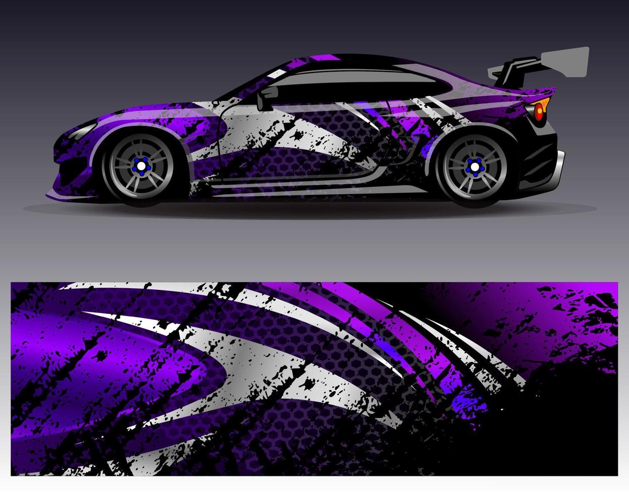 vector de diseño de envoltura de coche. Diseños de kits de fondo de carreras de franjas abstractas gráficas para envolver vehículos carrera de autos rally aventura y librea