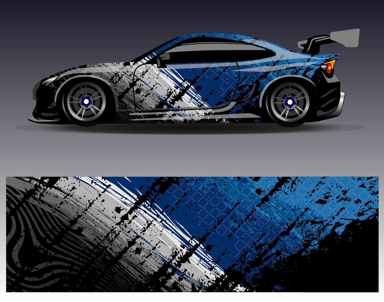 vector de diseño de envoltura de coche. Diseños de kits de fondo de carreras de franjas abstractas gráficas para envolver vehículos carrera de autos rally aventura y librea