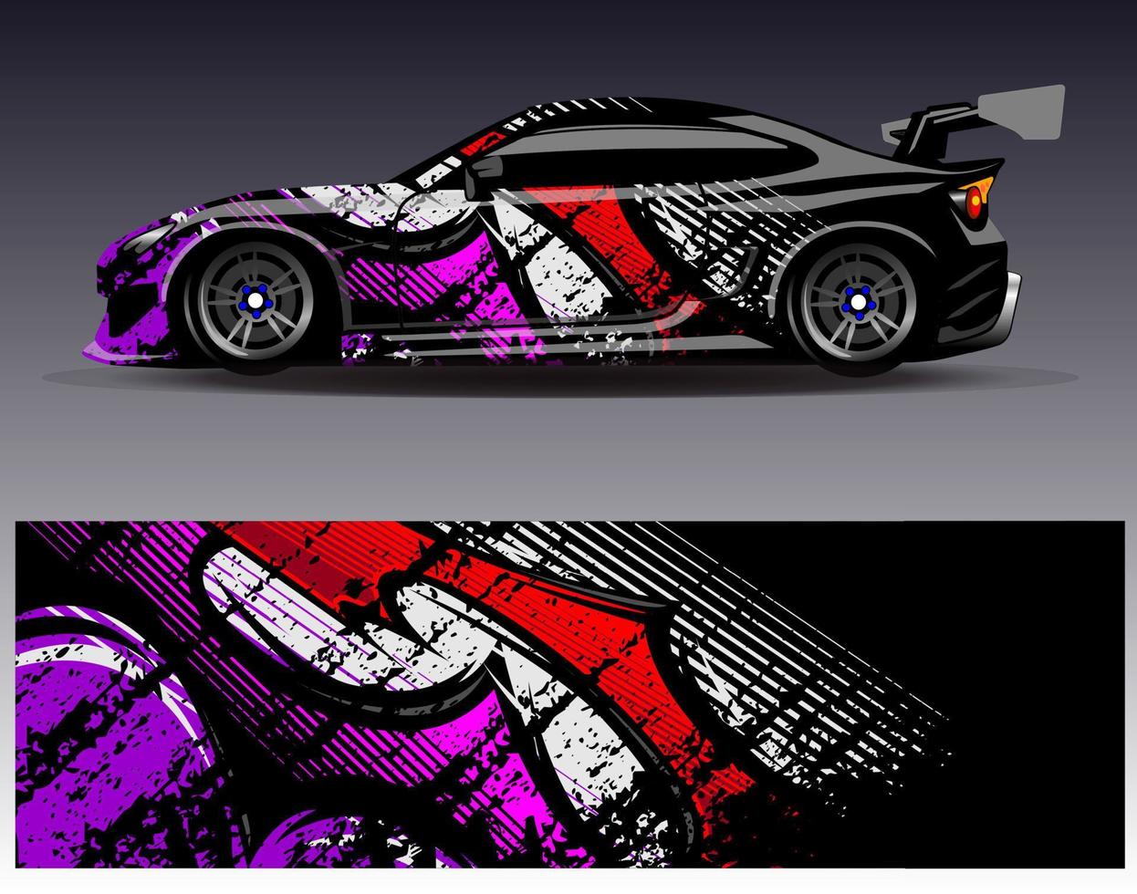 Car wrap design vector. Graphic abstract stripe racing background kit designs for wrap vehicle  race car  rally  adventure and livery vector