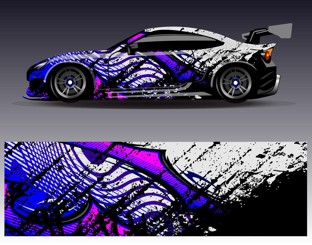 vector de diseño de envoltura de coche. Diseños de kits de fondo de carreras de franjas abstractas gráficas para envolver vehículos carrera de autos rally aventura y librea