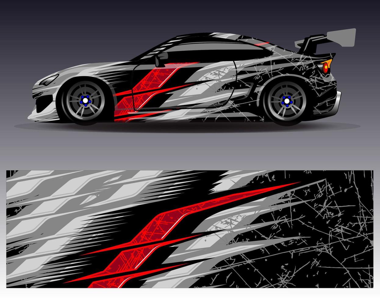 Car wrap design vector. Graphic abstract stripe racing background kit designs for wrap vehicle  race car  rally  adventure and livery vector
