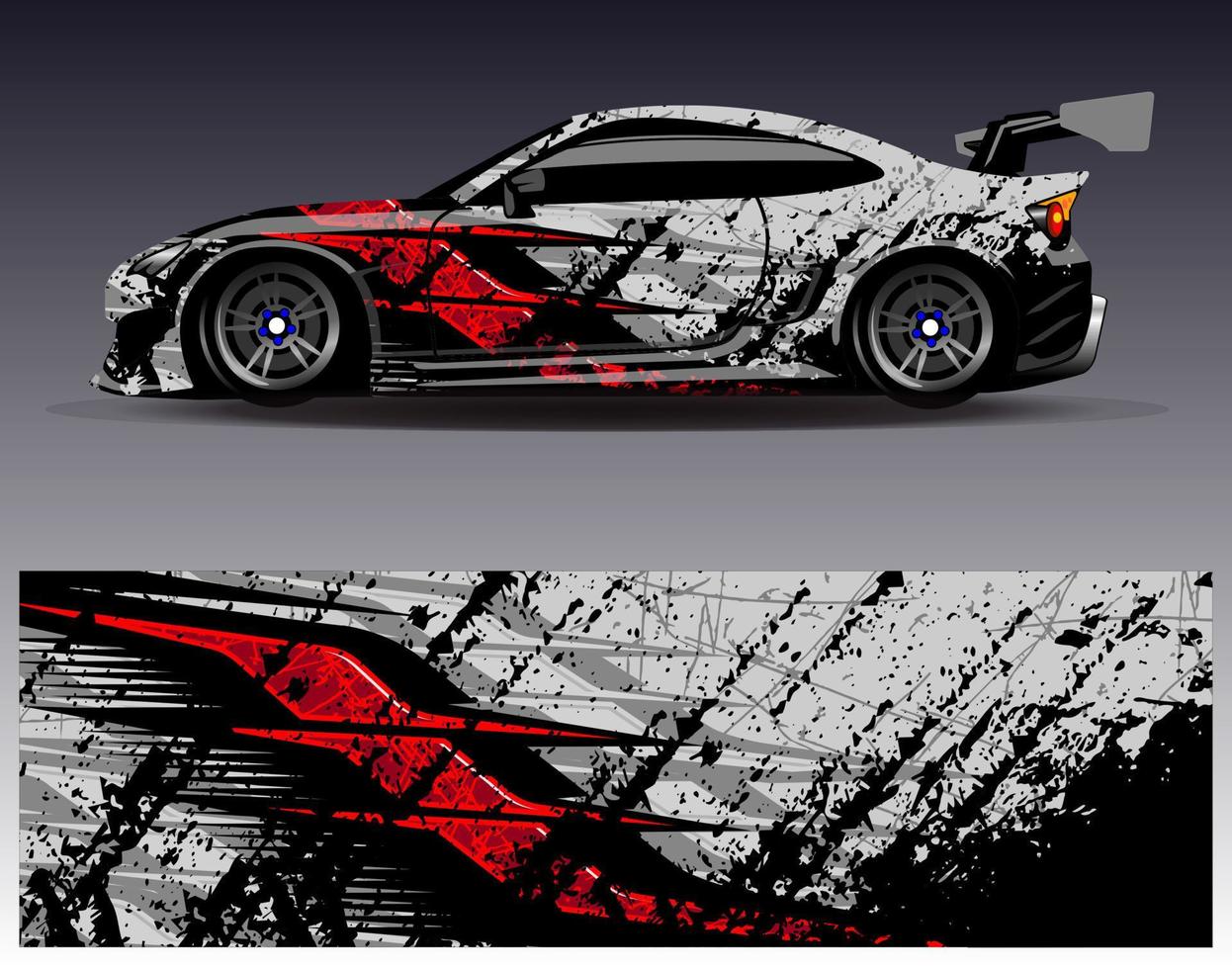 Car wrap design vector. Graphic abstract stripe racing background kit designs for wrap vehicle  race car  rally  adventure and livery vector