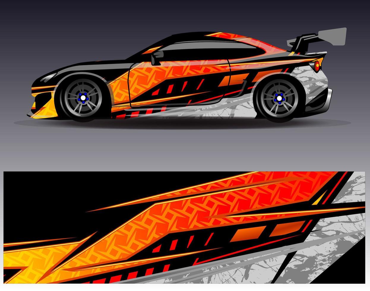 Car wrap design vector. Graphic abstract stripe racing background kit designs for wrap vehicle  race car  rally  adventure and livery vector