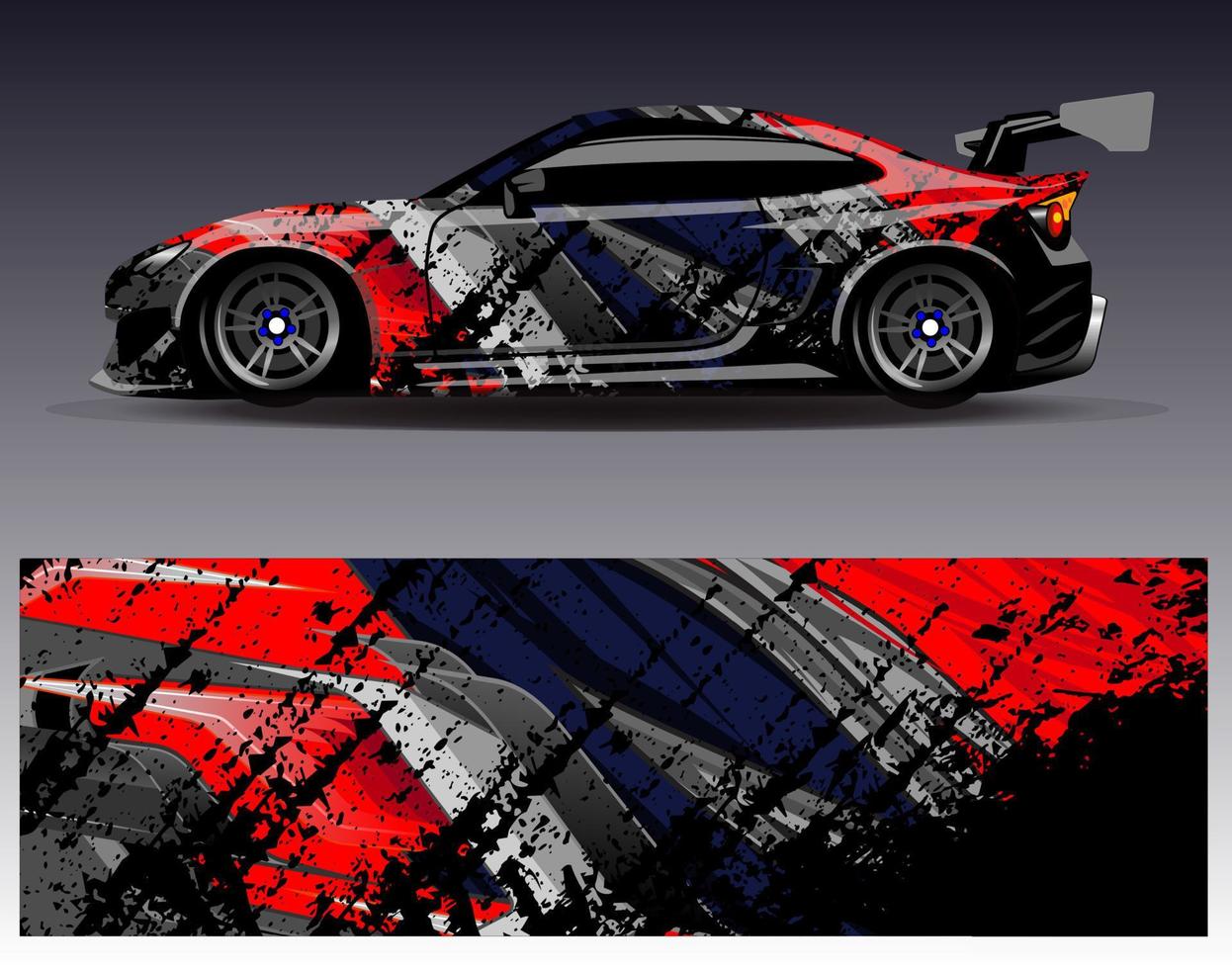 vector de diseño de envoltura de coche. Diseños de kits de fondo de carreras de franjas abstractas gráficas para envolver vehículos carrera de autos rally aventura y librea