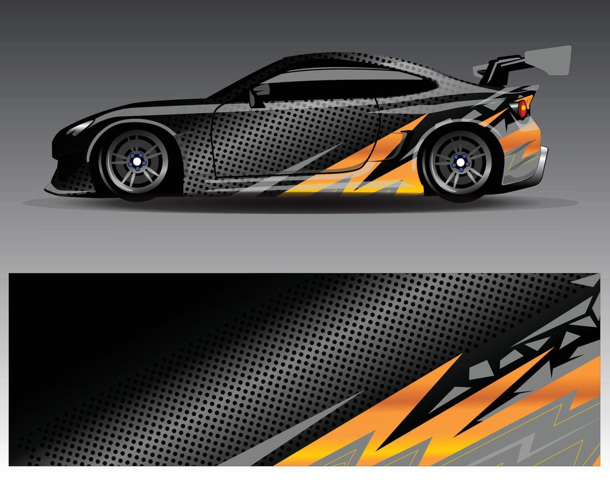 Car wrap design vector. Graphic abstract stripe racing background kit designs for wrap vehicle  race car  rally  adventure and livery vector