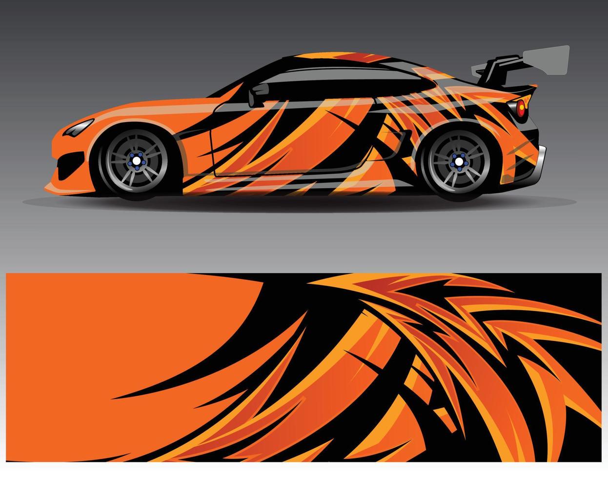 vector de diseño de envoltura de coche. Diseños de kits de fondo de carreras de franjas abstractas gráficas para envolver vehículos carrera de autos rally aventura y librea