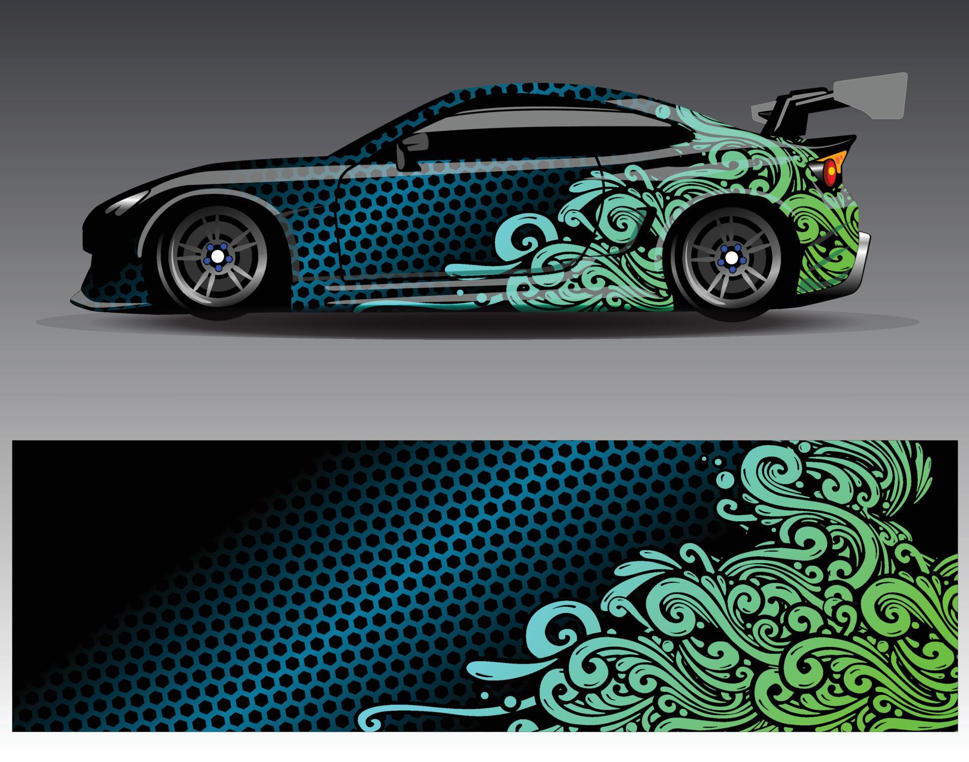 Car wrap design vector. Graphic abstract stripe racing background kit