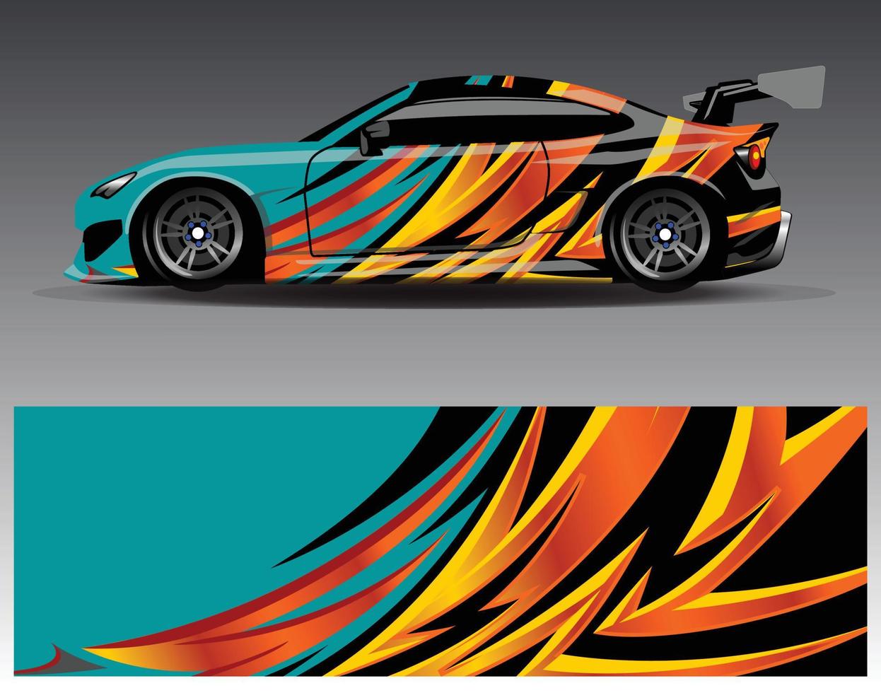 vector de diseño de envoltura de coche. Diseños de kits de fondo de carreras de franjas abstractas gráficas para envolver vehículos carrera de autos rally aventura y librea