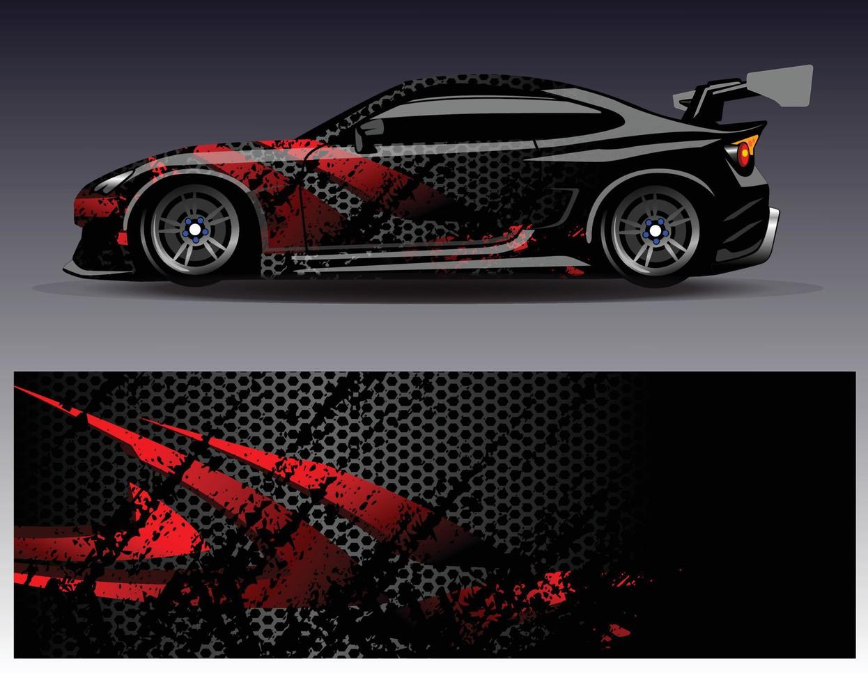 Car wrap design vector. Graphic abstract stripe racing background kit designs for wrap vehicle  race car  rally  adventure and livery vector