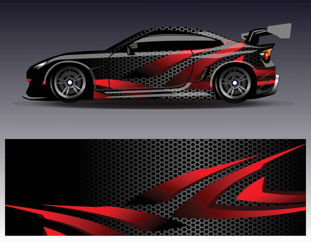 Car wrap design vector. Graphic abstract stripe racing background kit designs for wrap vehicle  race car  rally  adventure and livery vector