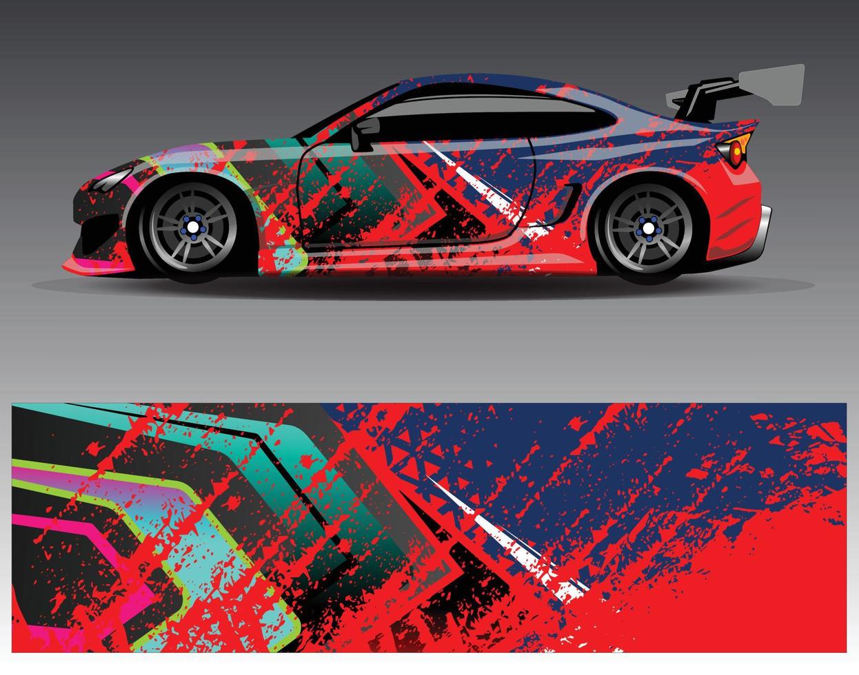 Car wrap design vector. Graphic abstract stripe racing background kit designs for wrap vehicle  race car  rally  adventure and livery vector