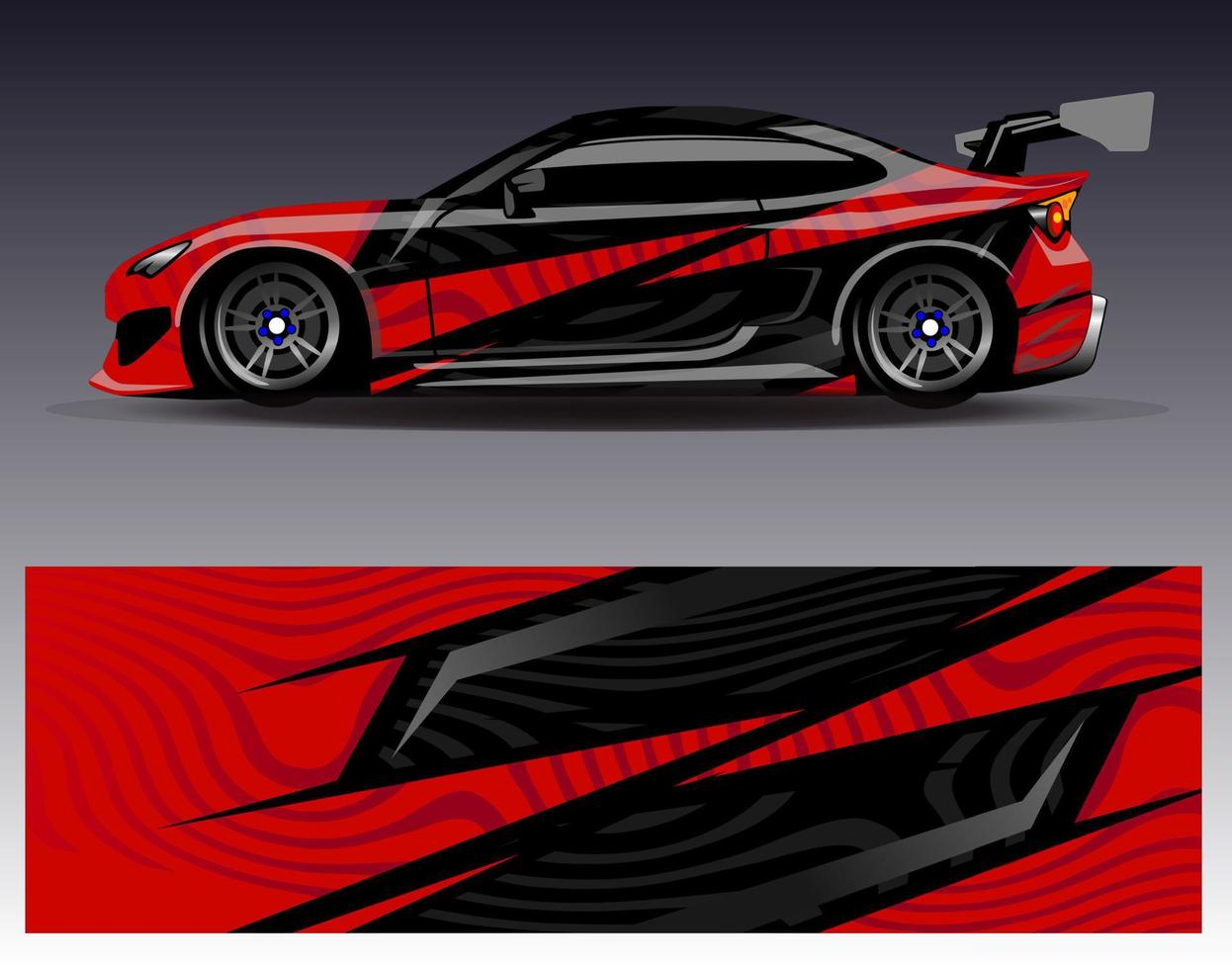 vector de diseño de envoltura de coche. Diseños de kits de fondo de carreras de franjas abstractas gráficas para envolver vehículos carrera de autos rally aventura y librea