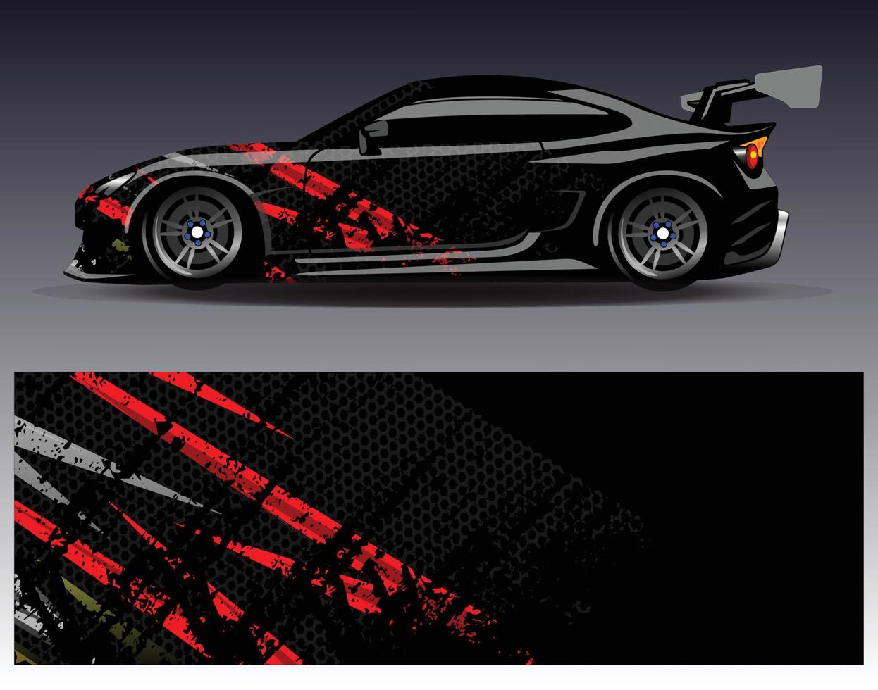 Car wrap design vector. Graphic abstract stripe racing background kit designs for wrap vehicle  race car  rally  adventure and livery vector