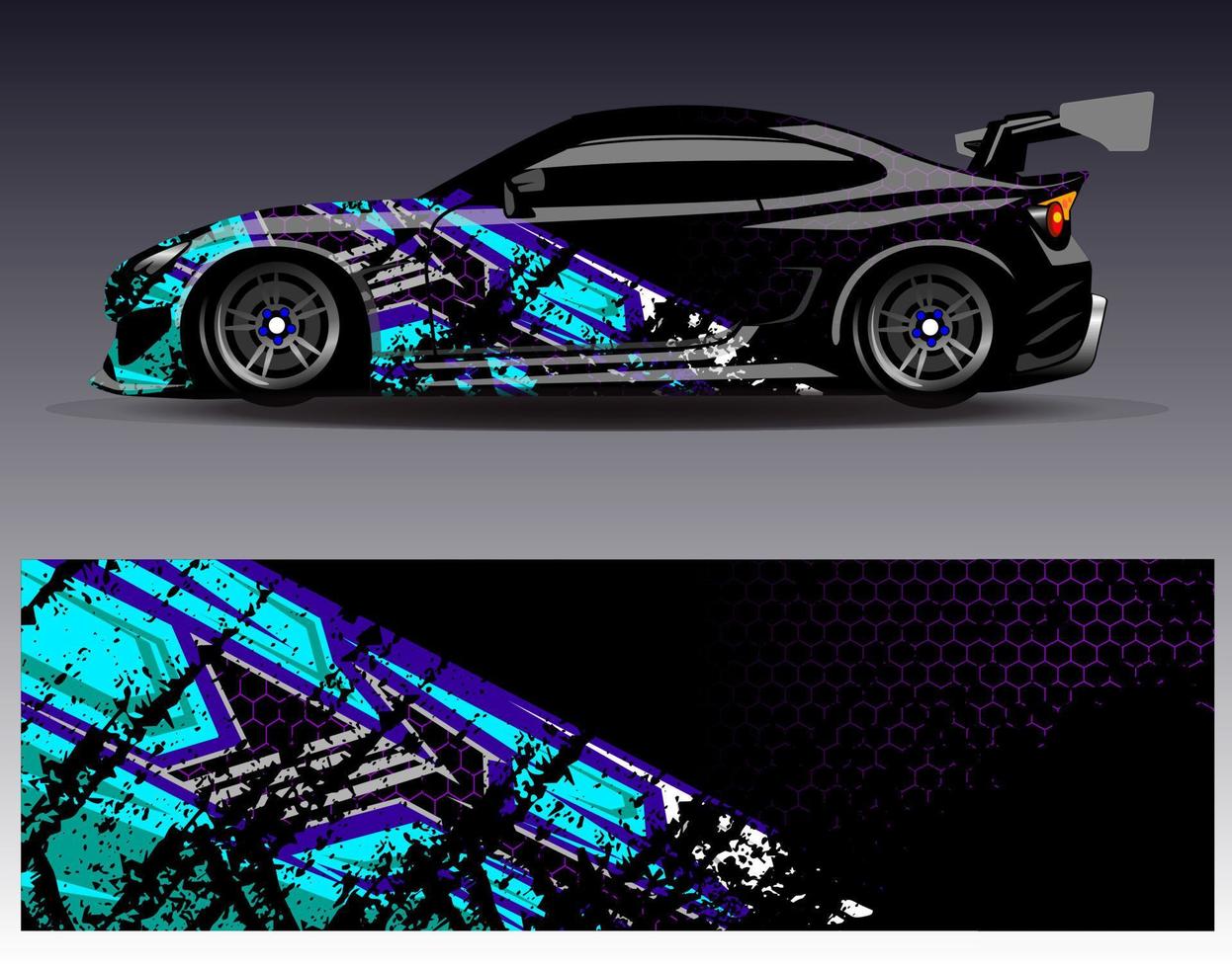 vector de diseño de envoltura de coche. Diseños de kits de fondo de carreras de franjas abstractas gráficas para envolver vehículos carrera de autos rally aventura y librea