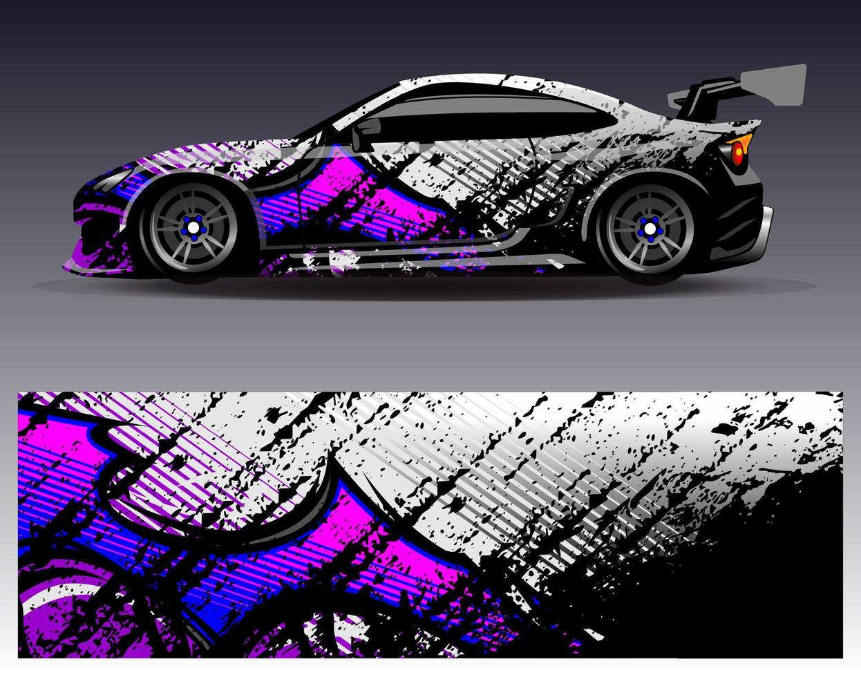 vector de diseño de envoltura de coche. Diseños de kits de fondo de carreras de franjas abstractas gráficas para envolver vehículos carrera de autos rally aventura y librea