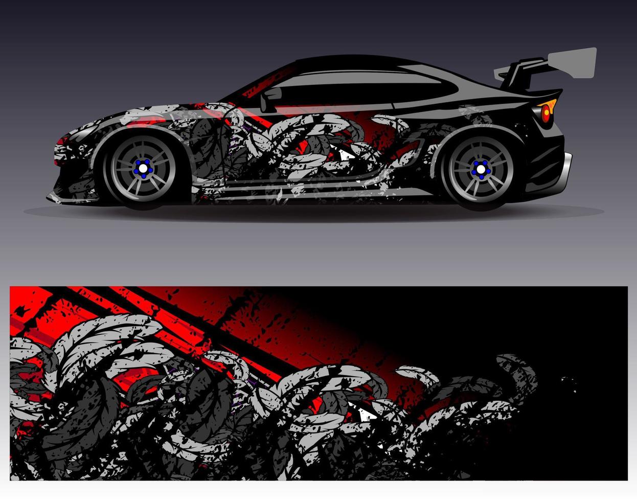 Car wrap design vector. Graphic abstract stripe racing background kit designs for wrap vehicle  race car  rally  adventure and livery vector