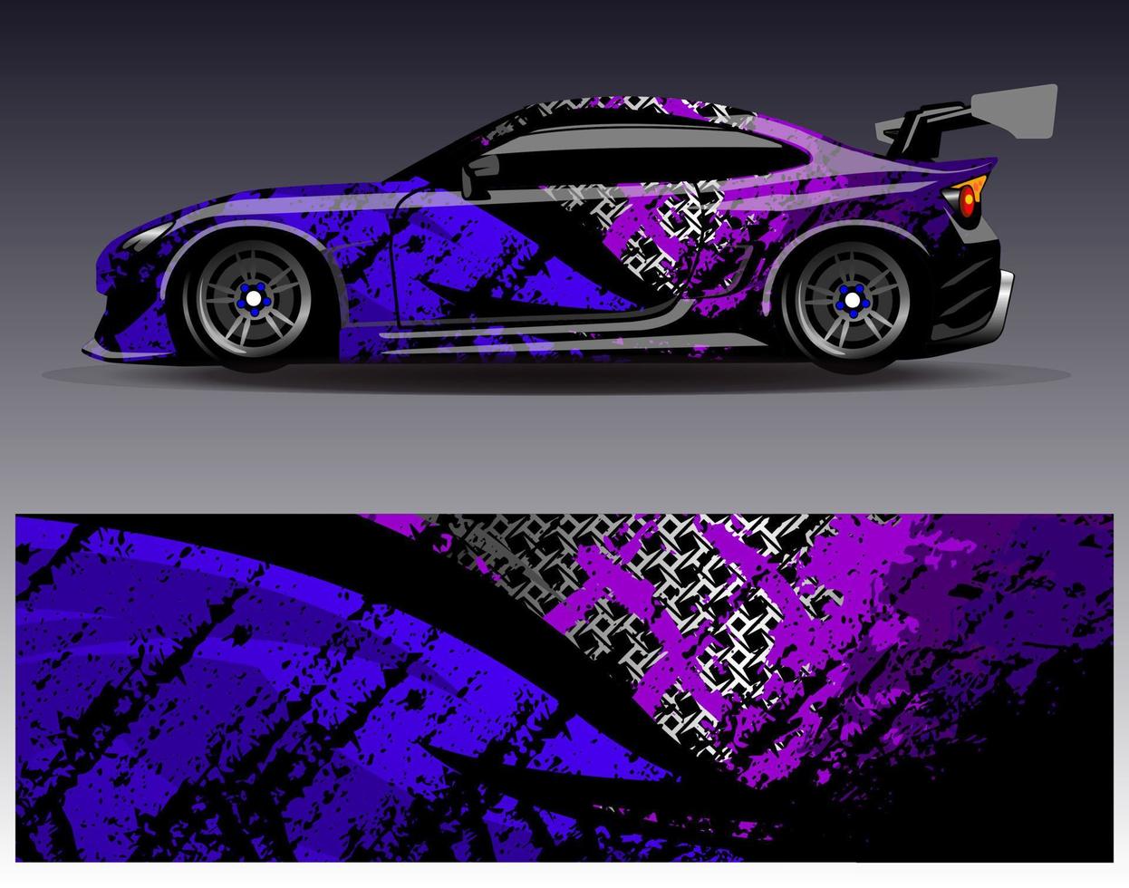 vector de diseño de envoltura de coche. Diseños de kits de fondo de carreras de franjas abstractas gráficas para envolver vehículos carrera de autos rally aventura y librea